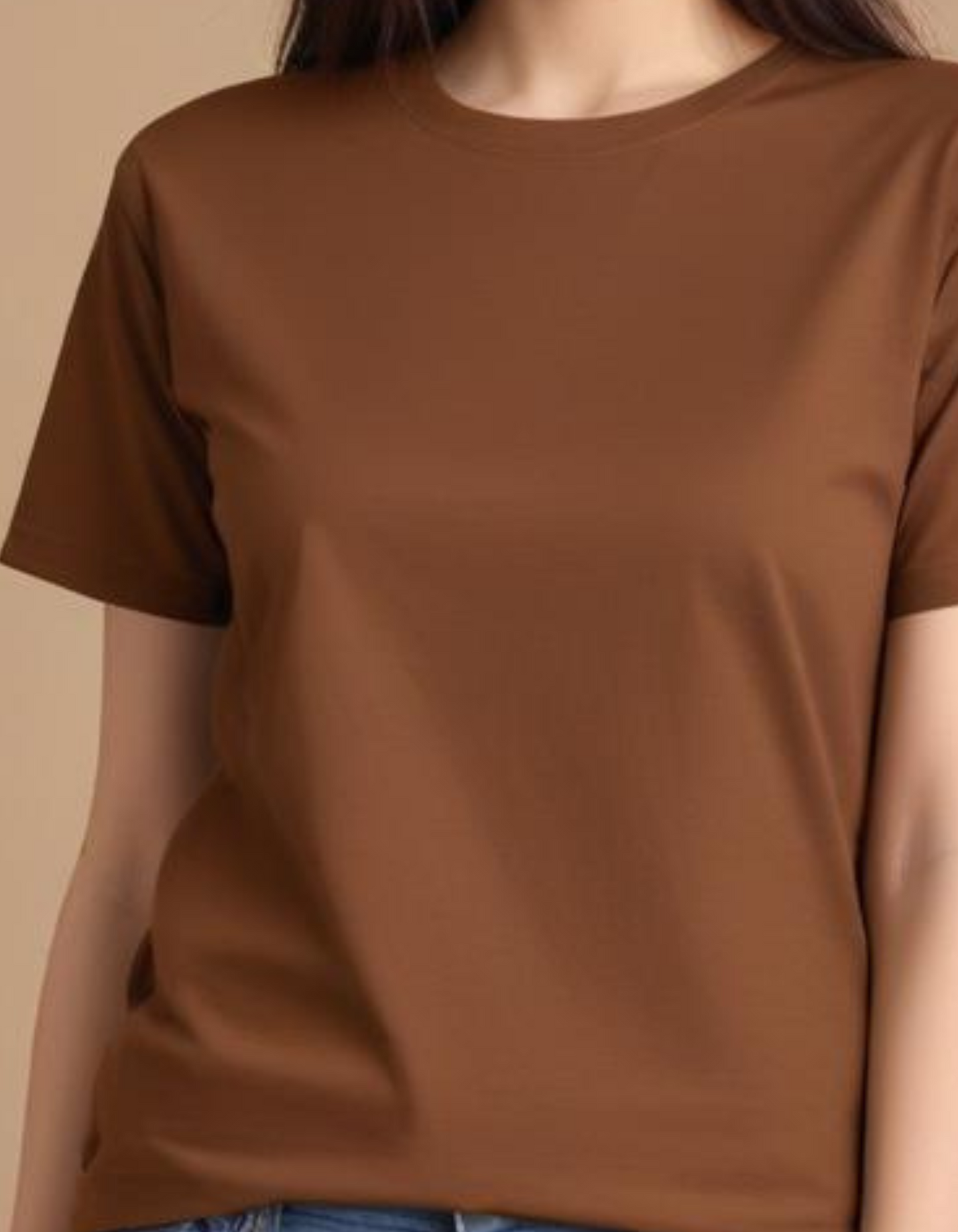 Coffee Brown Plain T-Shirt For Women