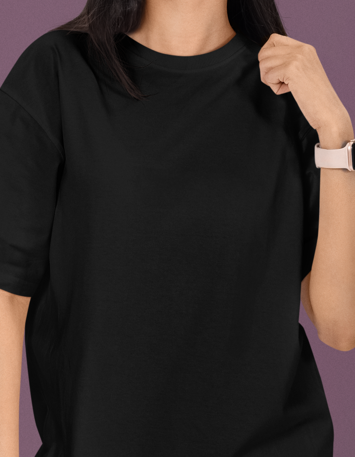 Oversized Plain Black T-Shirt for Women