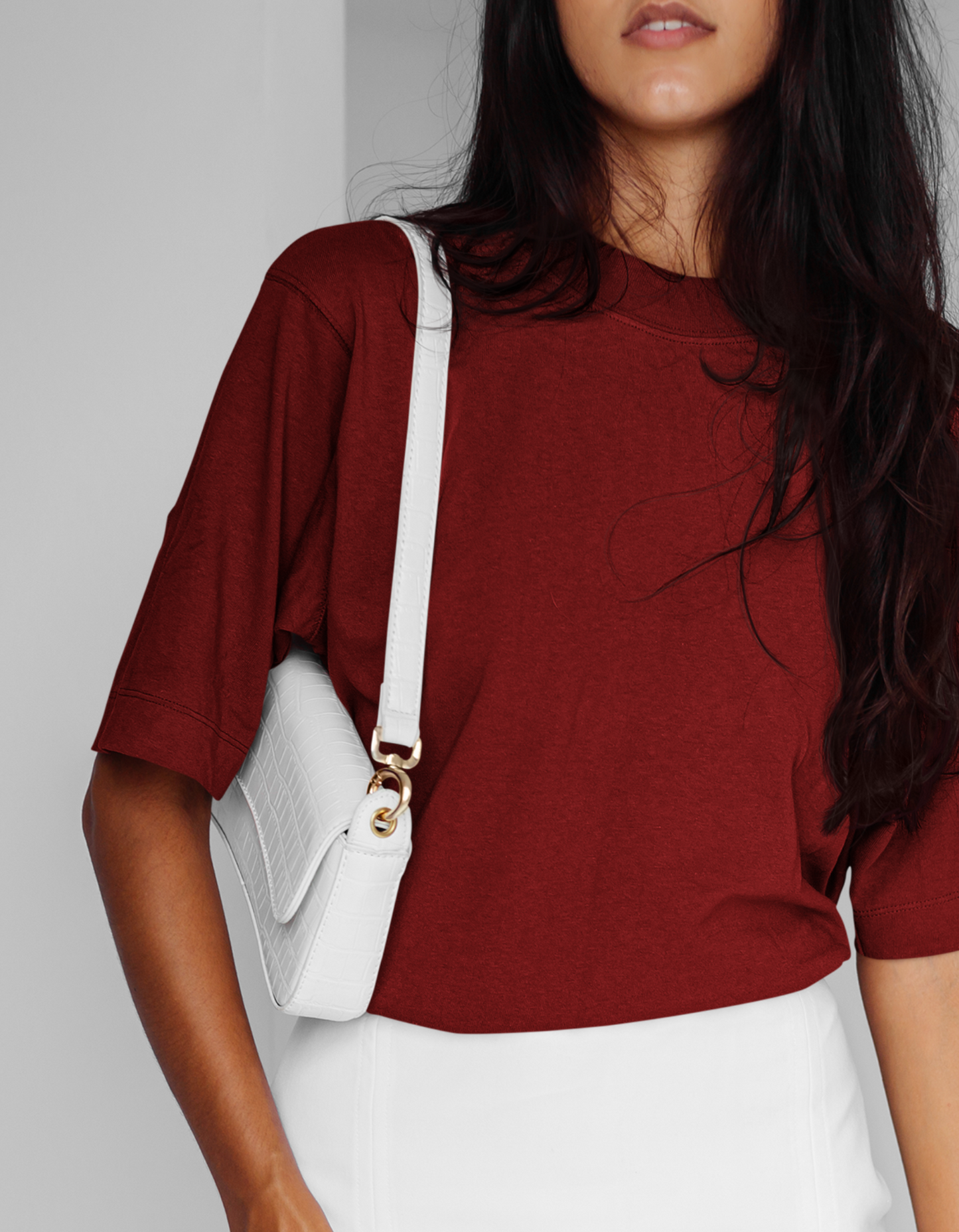 Oversized Plain Maroon T-Shirt for Women
