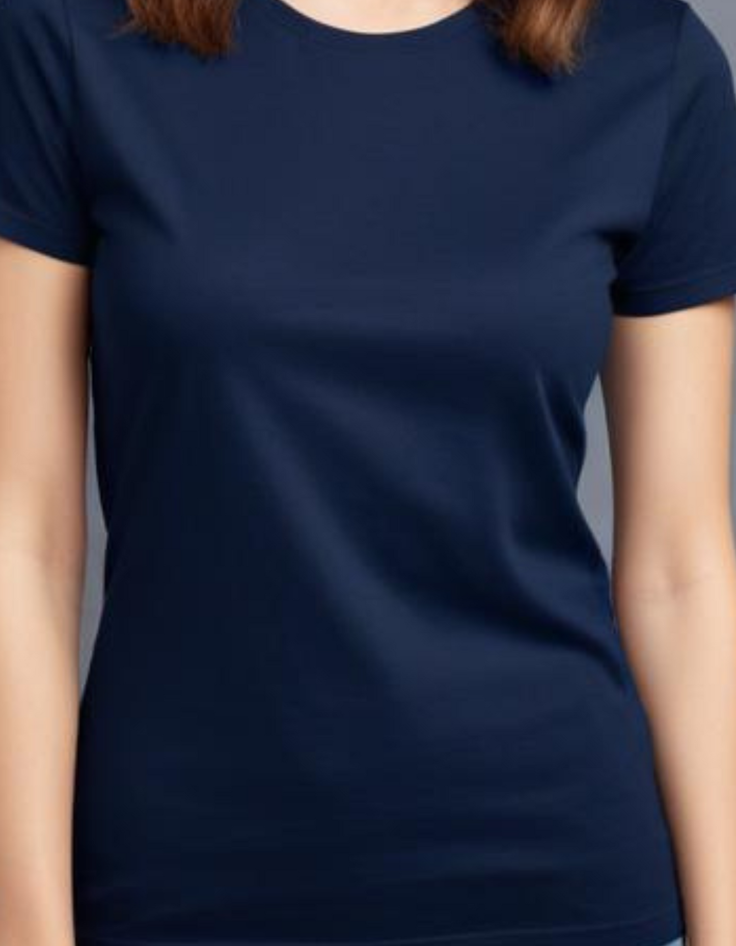 Navy Blue Plain T-Shirts For Women