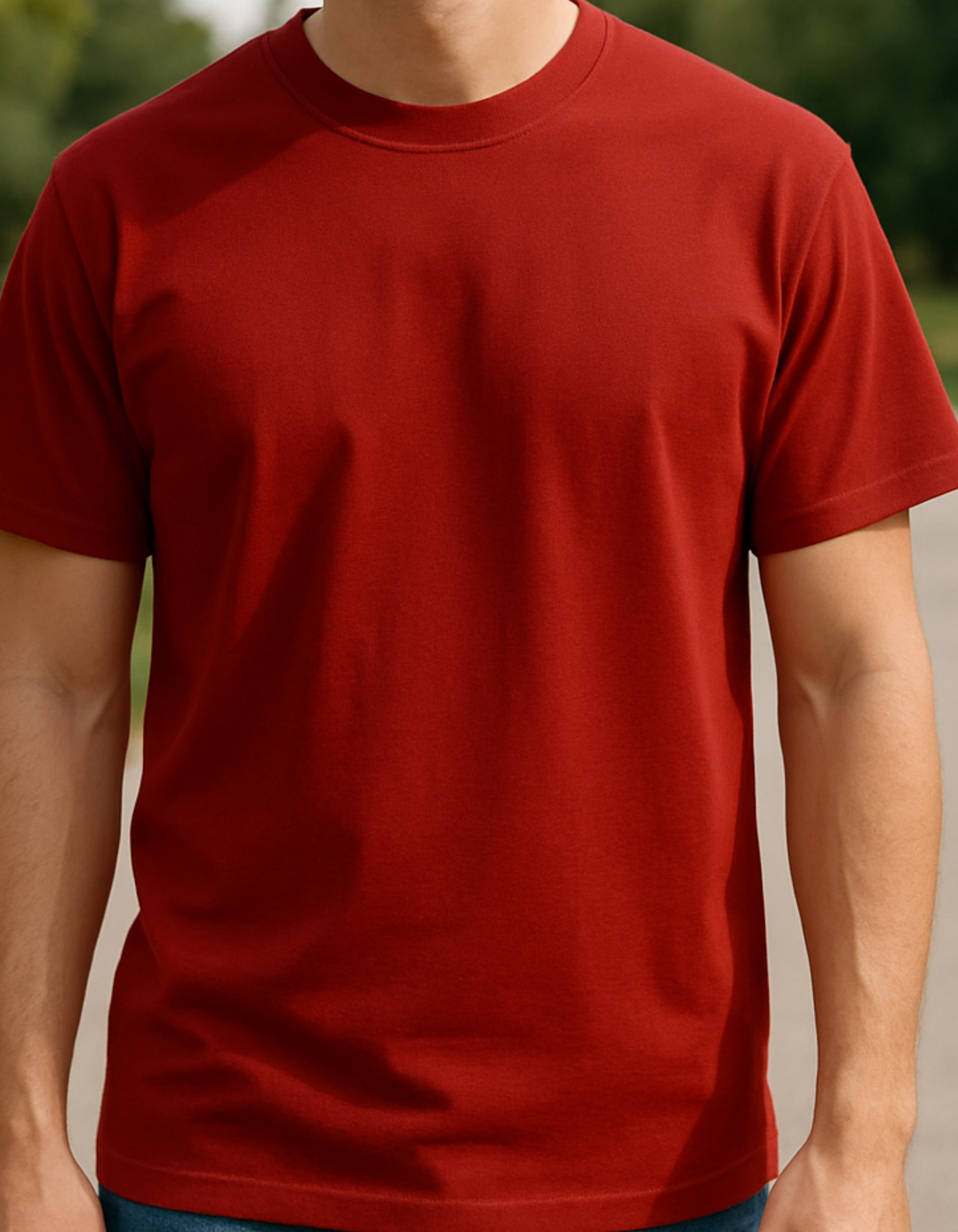 Red Flex Plain Tee for Men