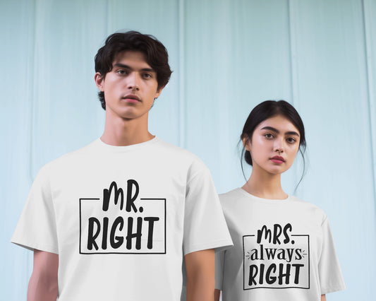 Mrs. Always Right and Mr. Right Couple T-Shirts