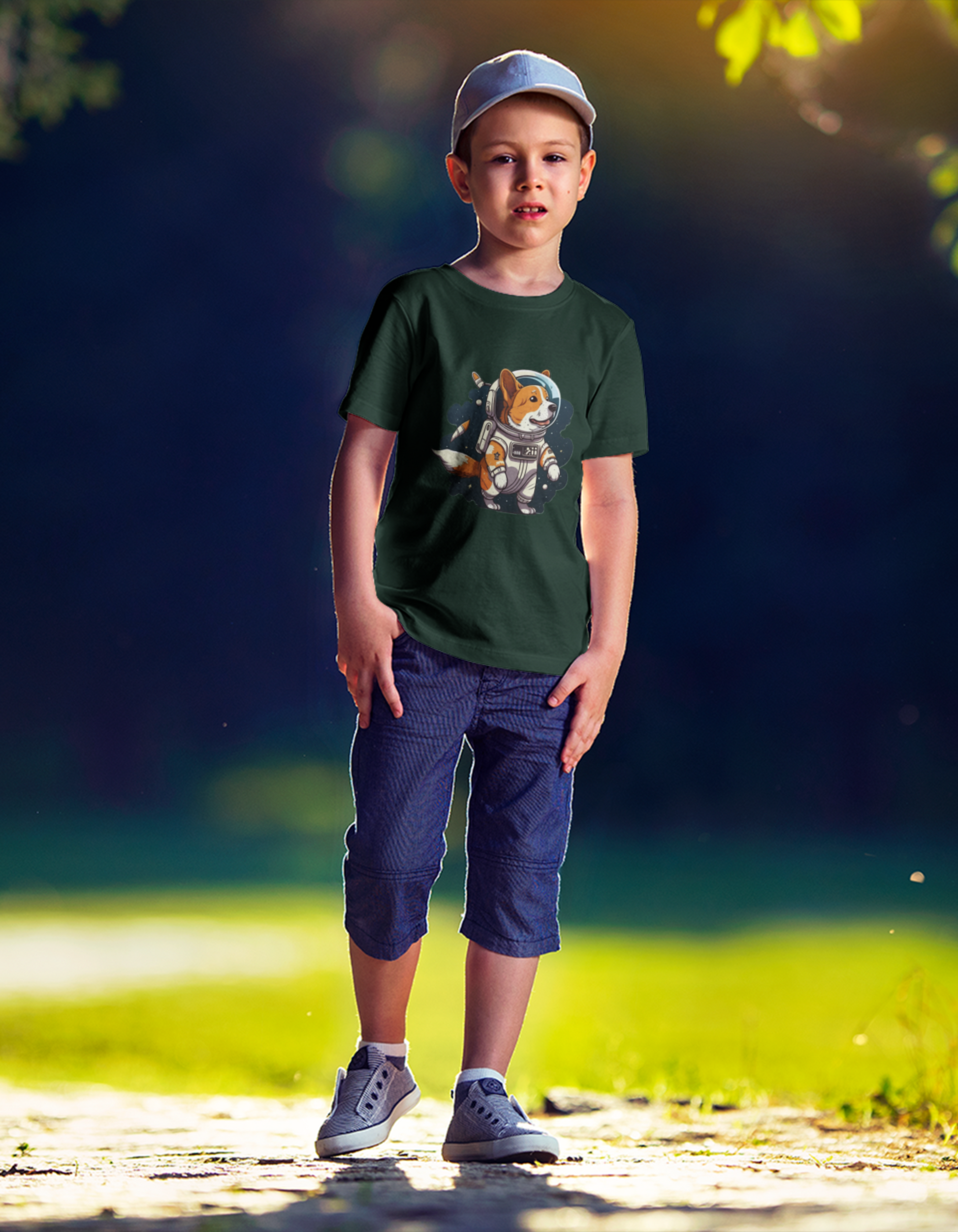 Astronaut Dog Kids T-Shirt for Boys