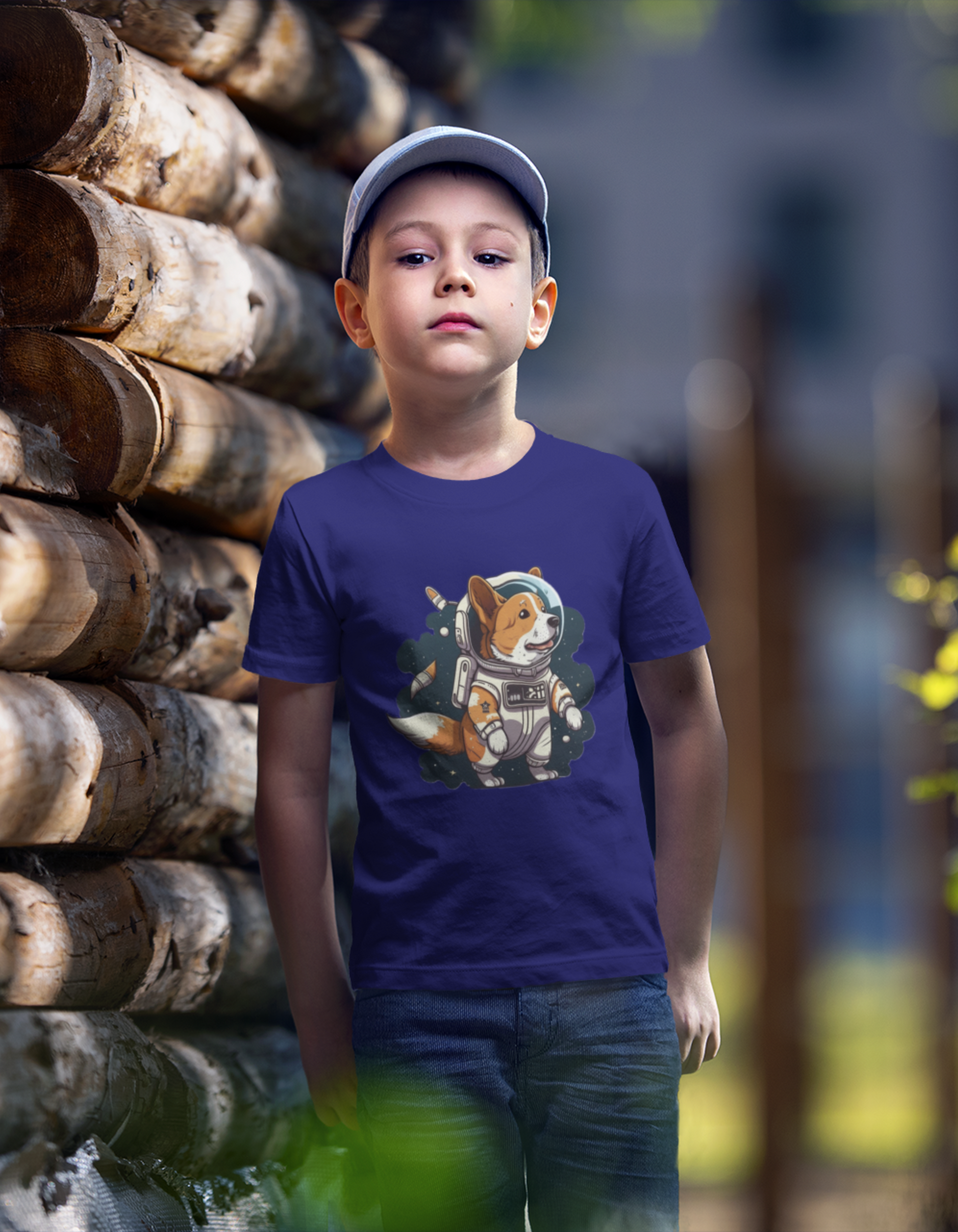 Astronaut Dog Kids T-Shirt for Boys