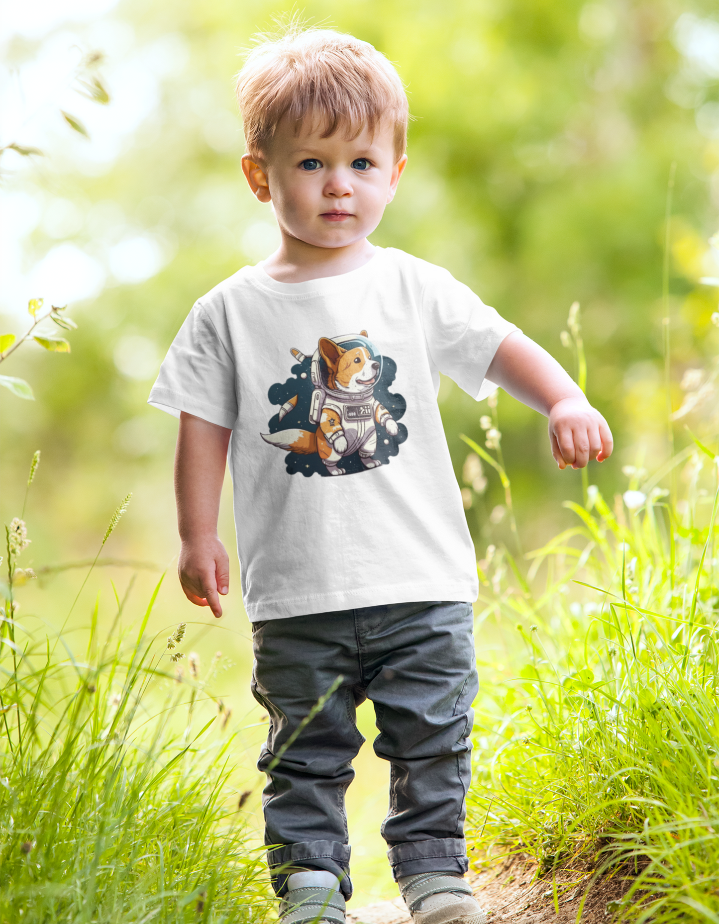 Astronaut Dog Kids T-Shirt for Boys