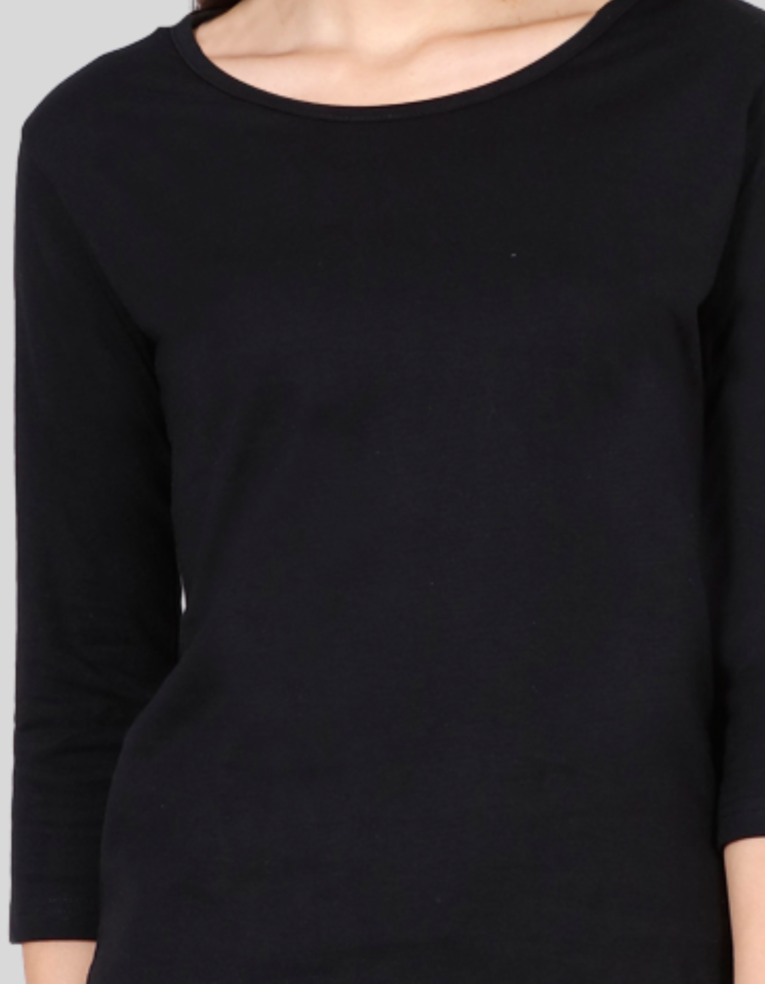 Black 3/4th Sleeve T-Shirt for Women