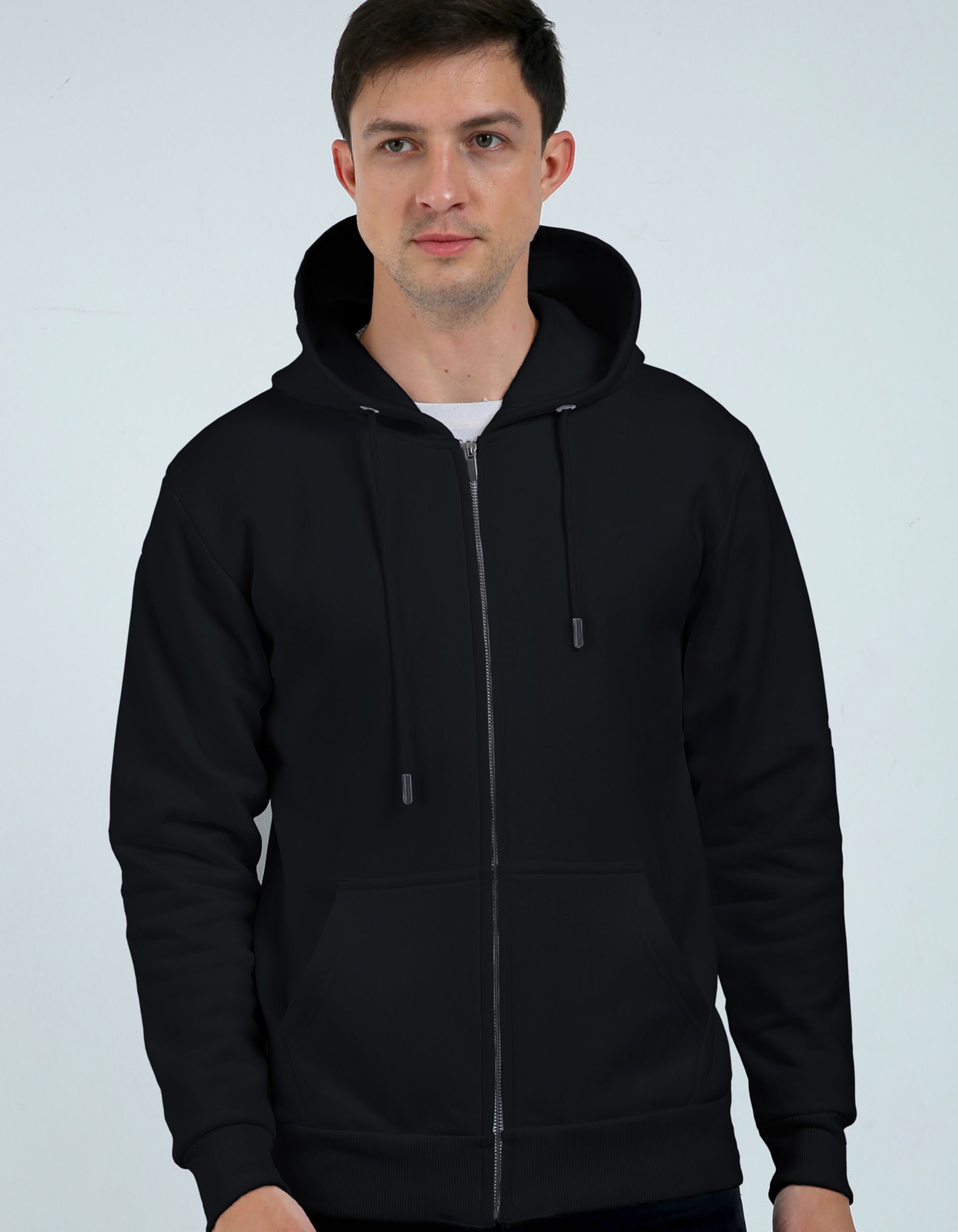 Black Zipper Hoodie for Men