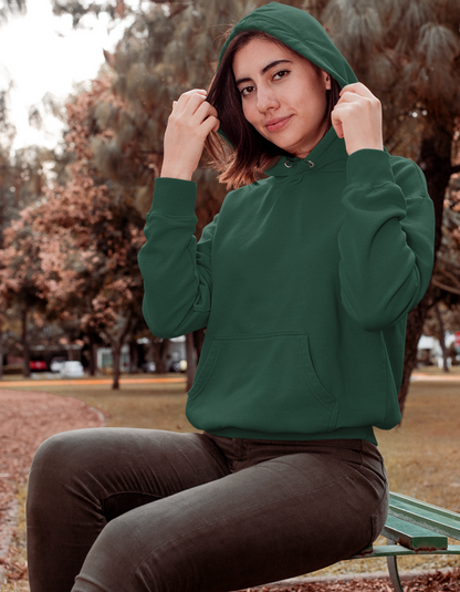 Bottle Green Hooded Sweatshirt for Women