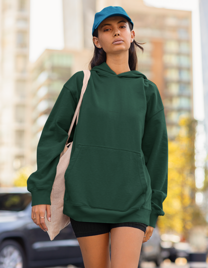 Bottle Green Oversized Hooded Sweatshirt for Women