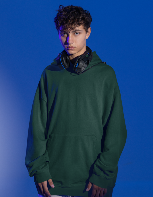 Bottle Green Oversized Hooded Sweatshirt for Men