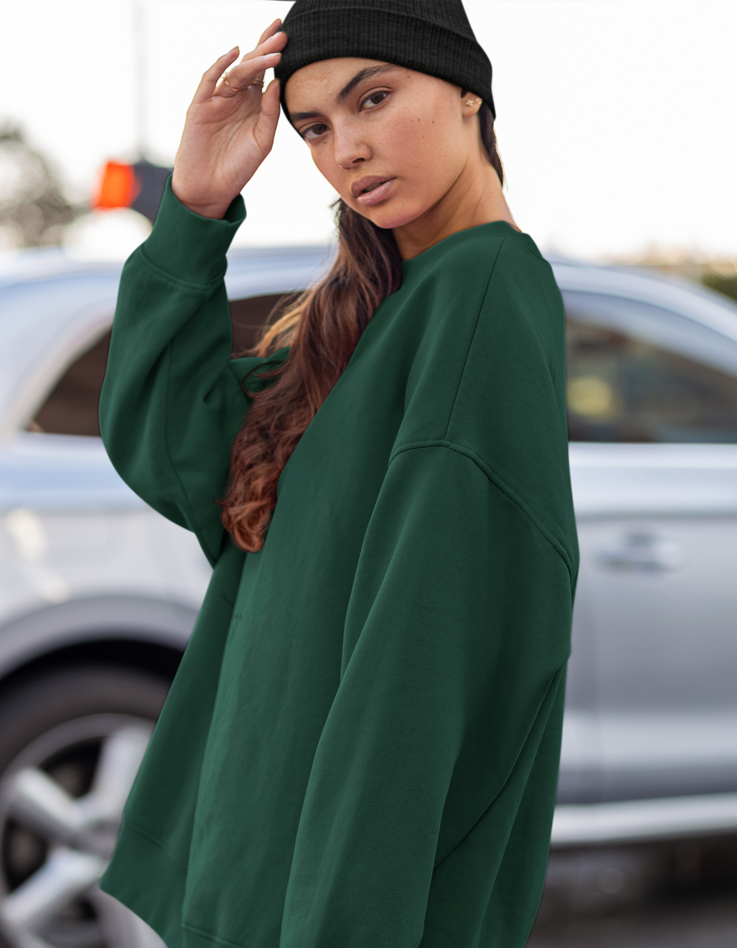 Oversized Bottle Green Sweatshirts for Women