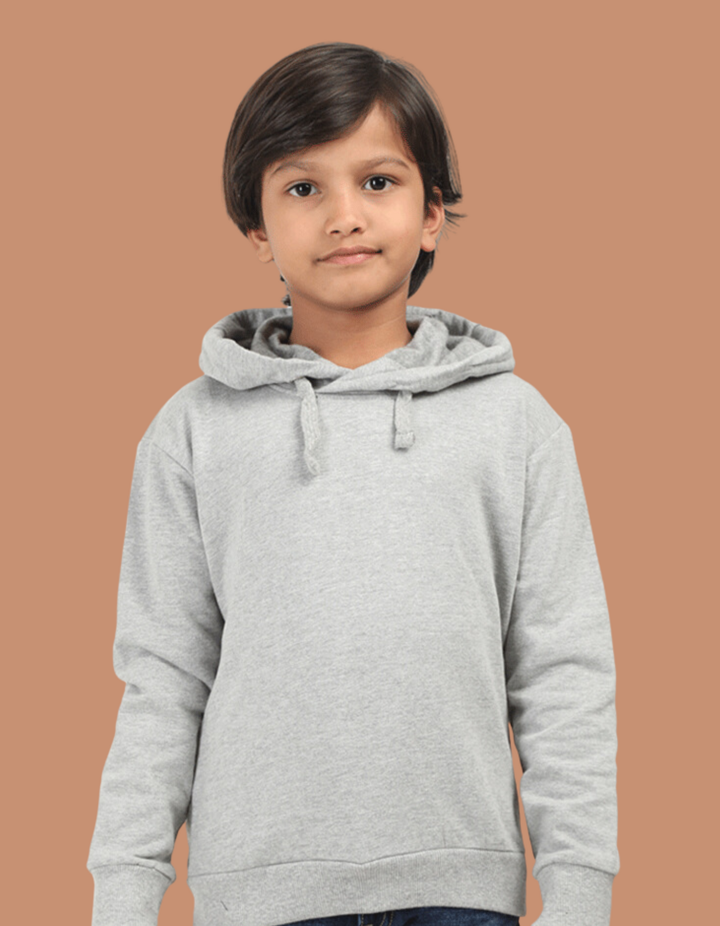 Grey Melange Hooded Sweatshirt for Boys