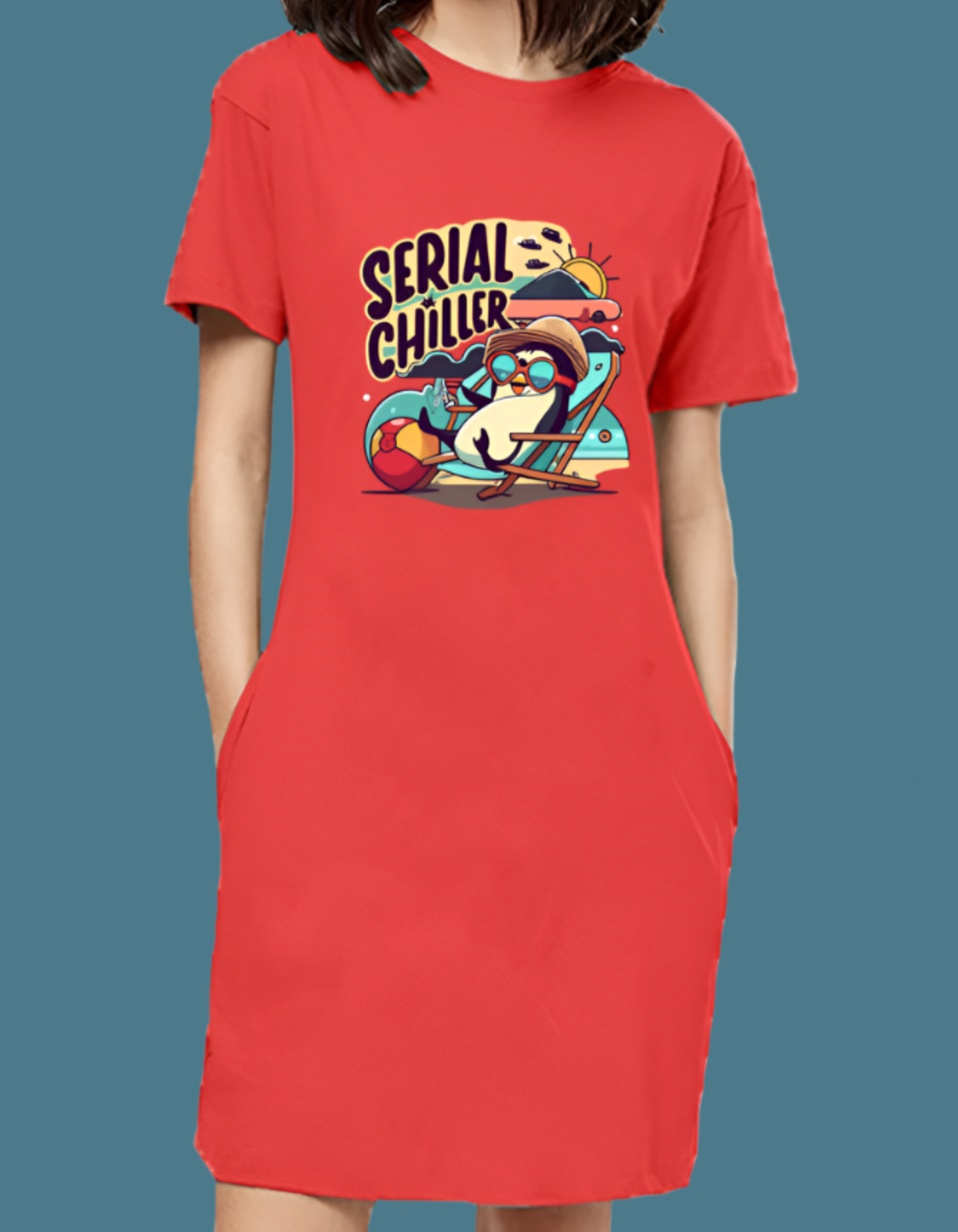 Serial Chiller T-Shirt Dresses for Women