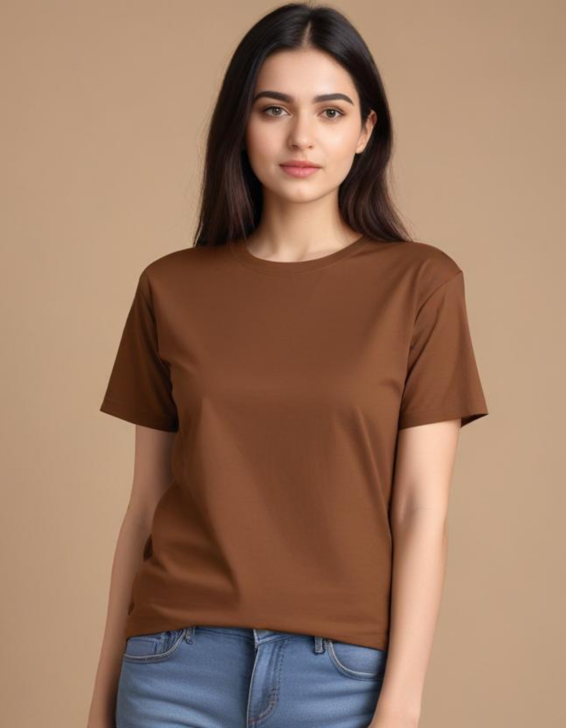 Coffee Brown Plain T Shirt for Women SteekStyle
