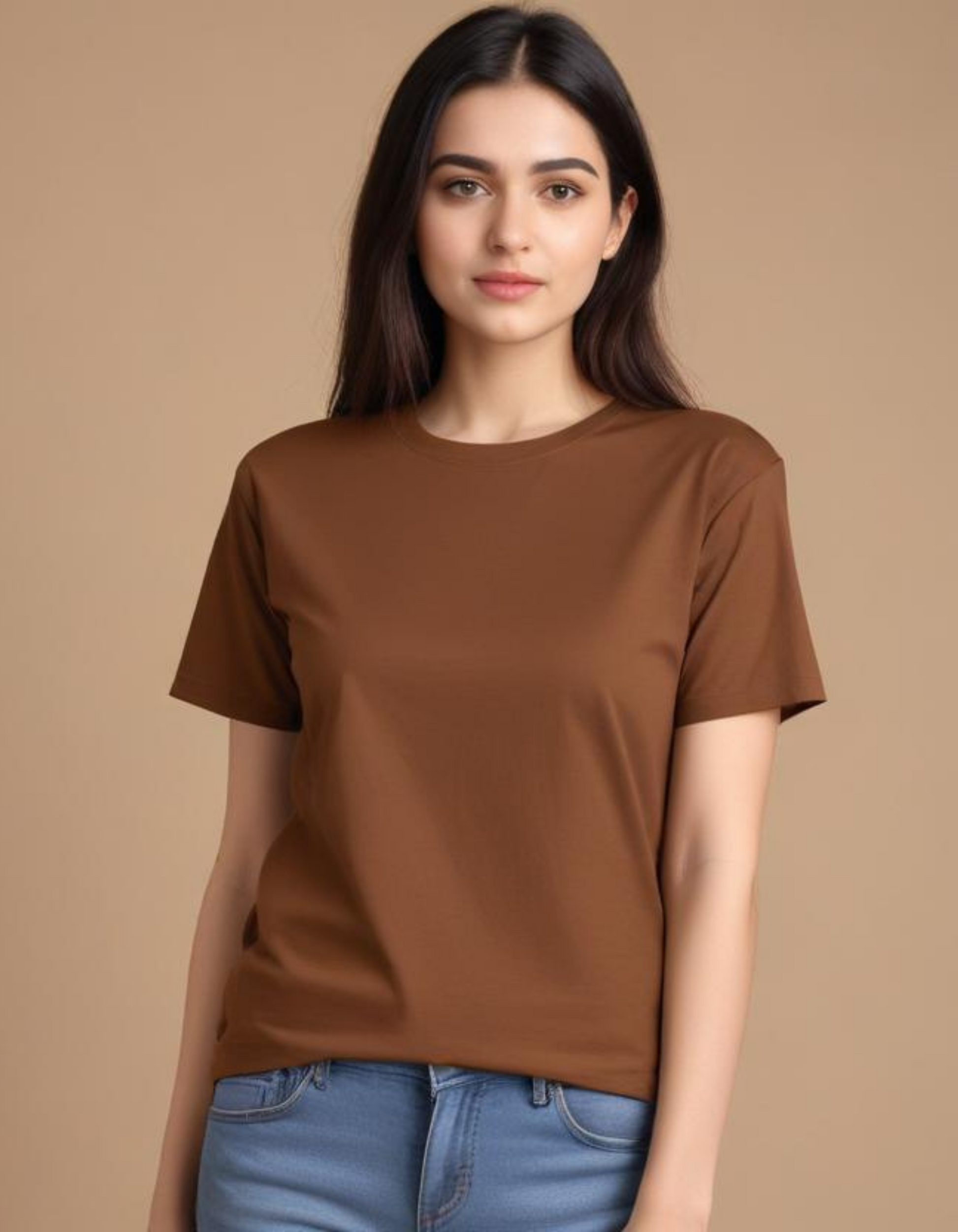 Coffee Brown Plain T-Shirts for
Women
