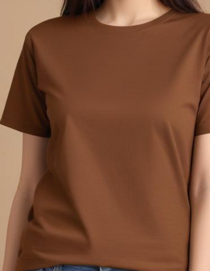 Coffee Brown Plain T-Shirt for Women