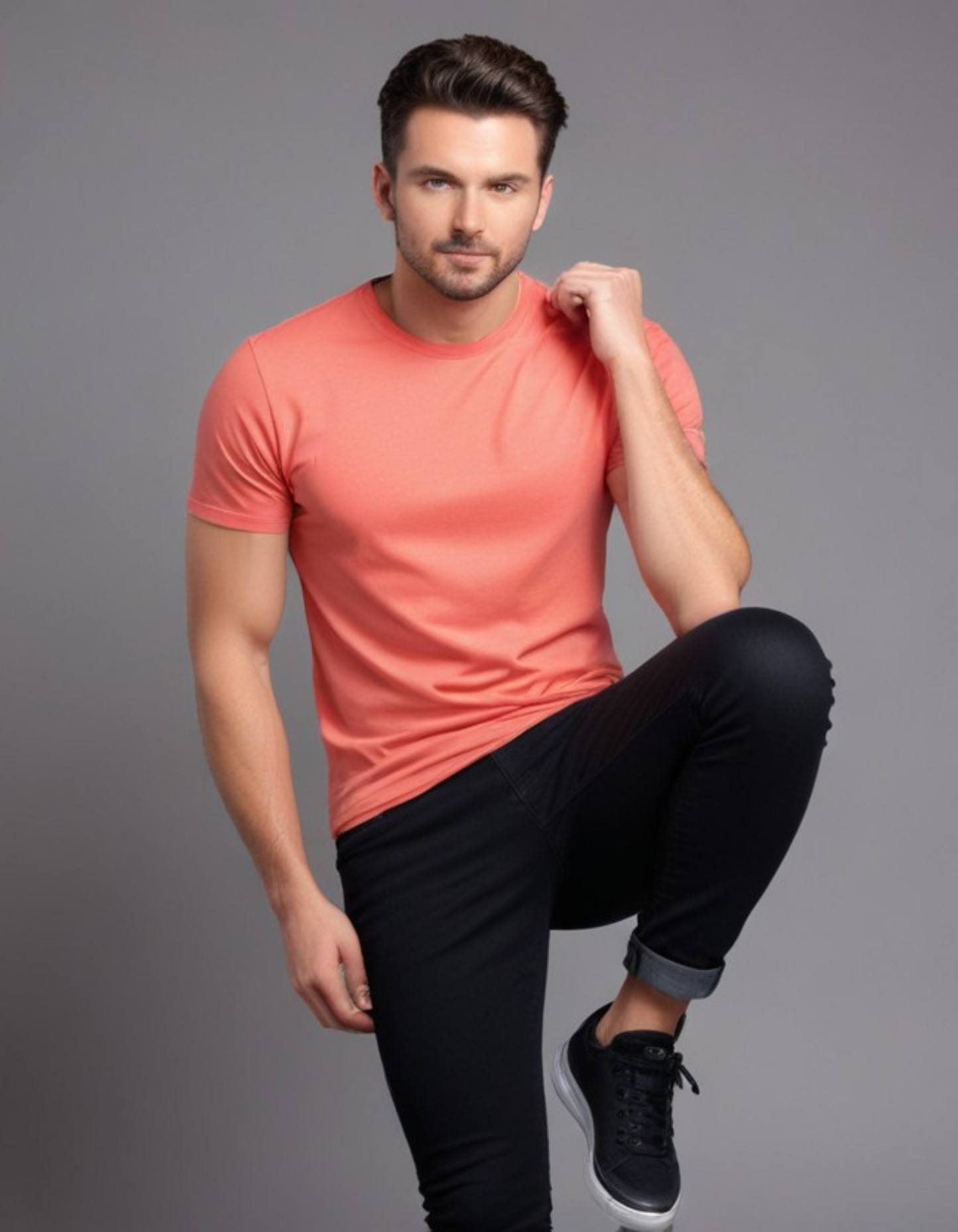 Coral Plain T-Shirts for Men