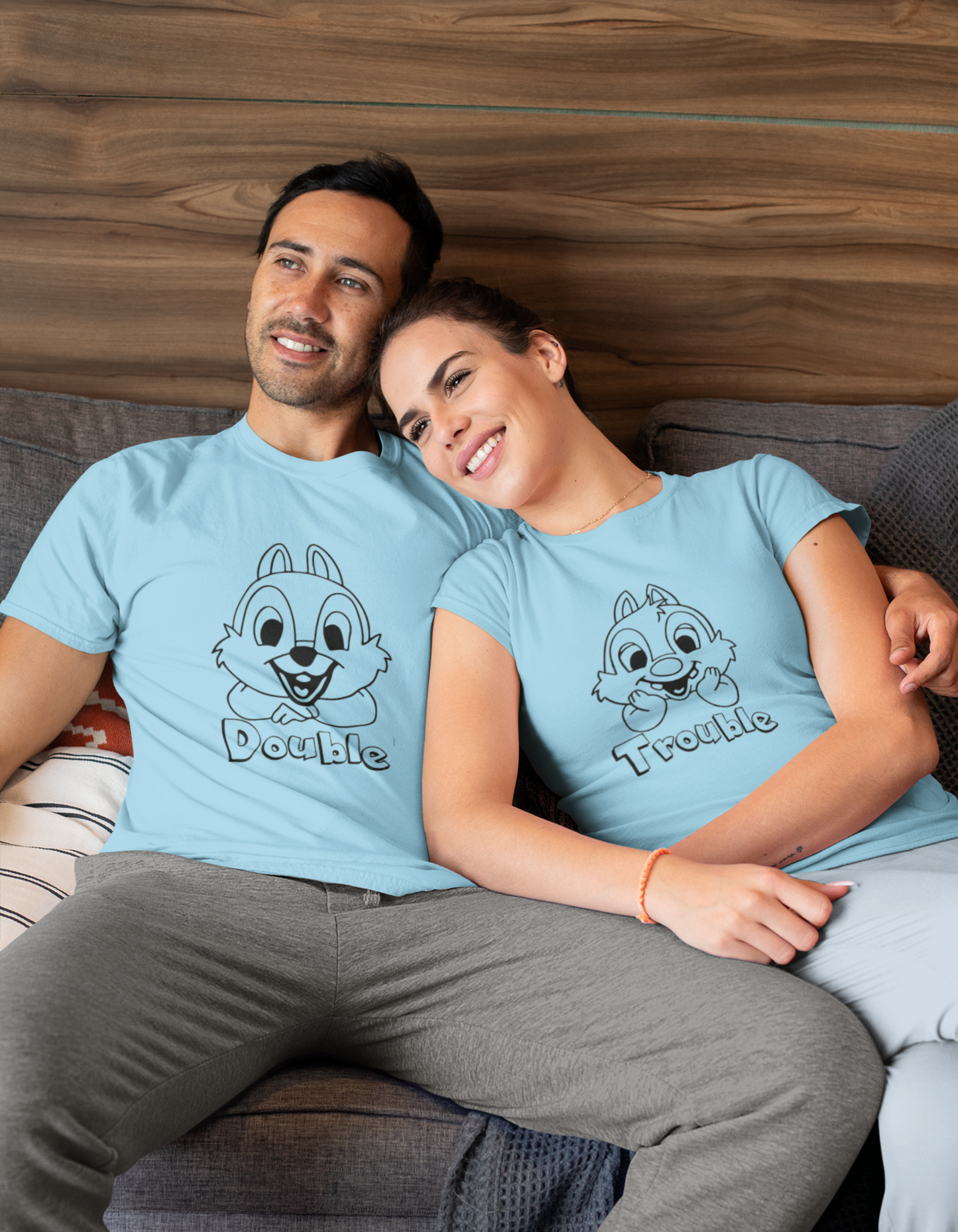 Chip and Dale Double Trouble Couple T-Shirts