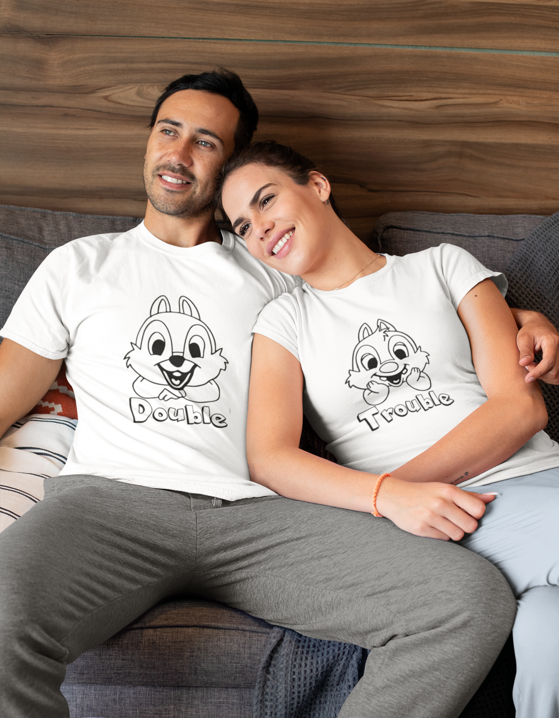 Chip and Dale Double Trouble Couple T-Shirts