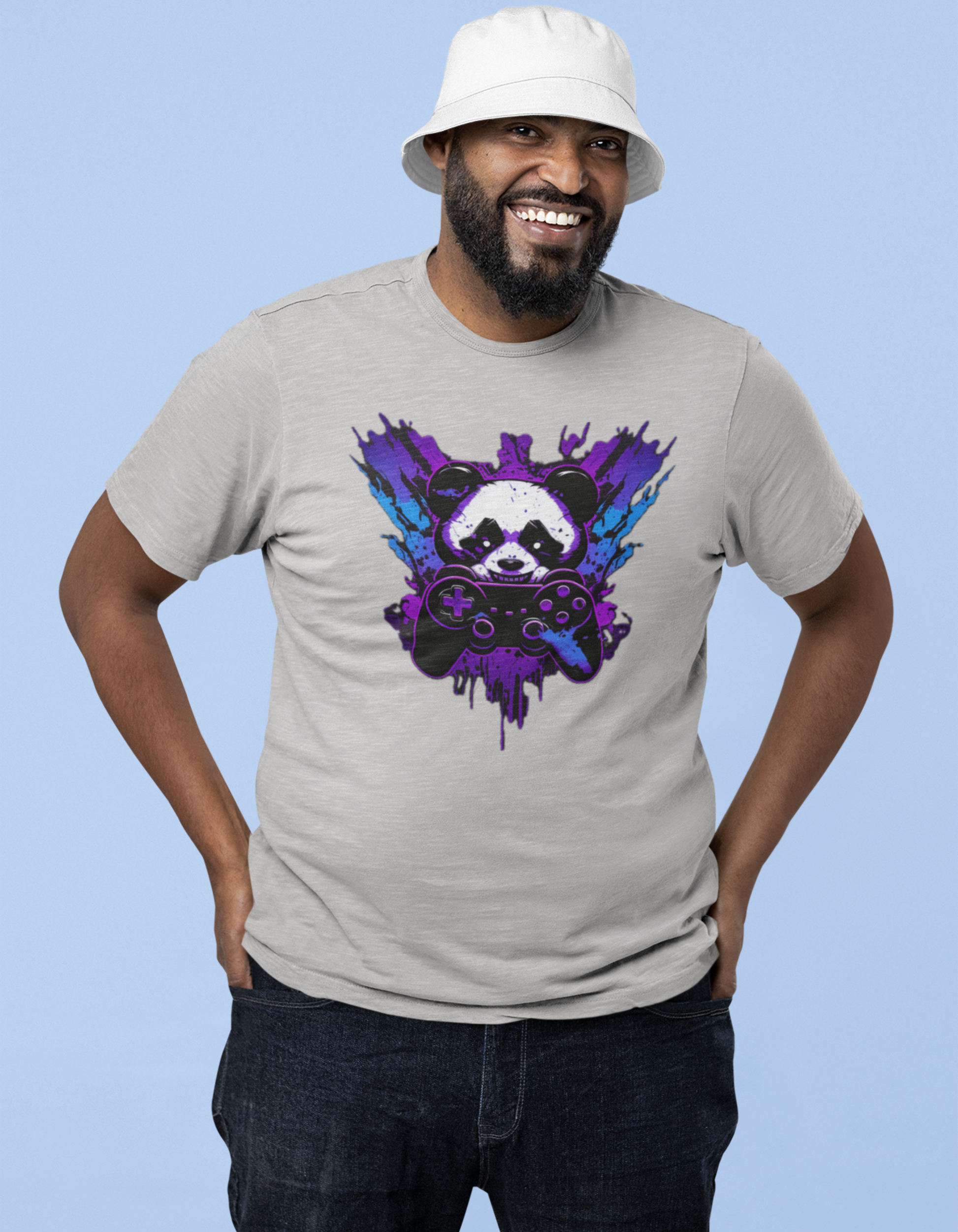 Gamer Panda Plus Size T-Shirts for Men