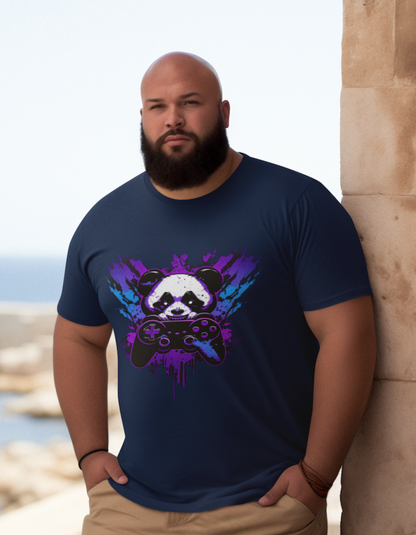 Gamer Panda Plus Size T-Shirts for Men