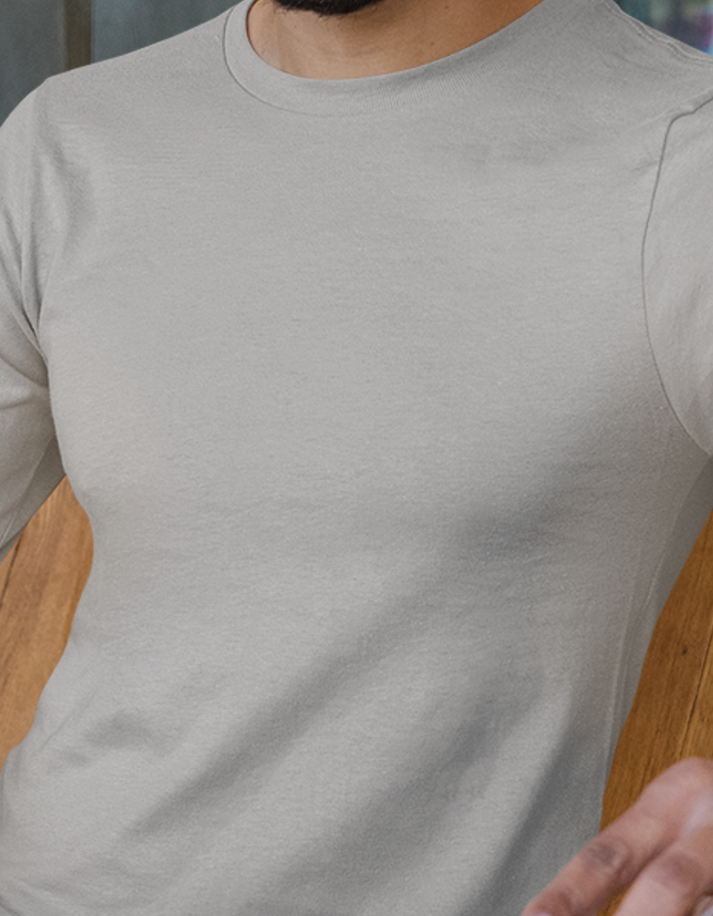 Grey Melange Full-Sleeve T-Shirt for Men