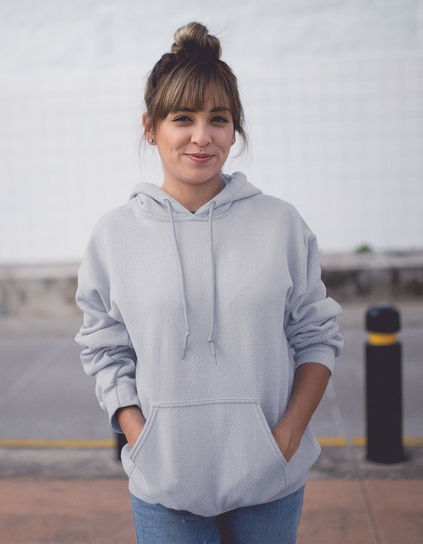 Grey Melange Hooded Sweatshirt for Women