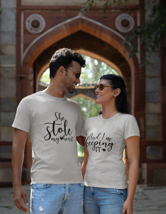 She Stole my Heart and I'm keeping it Couple T-shirts Online