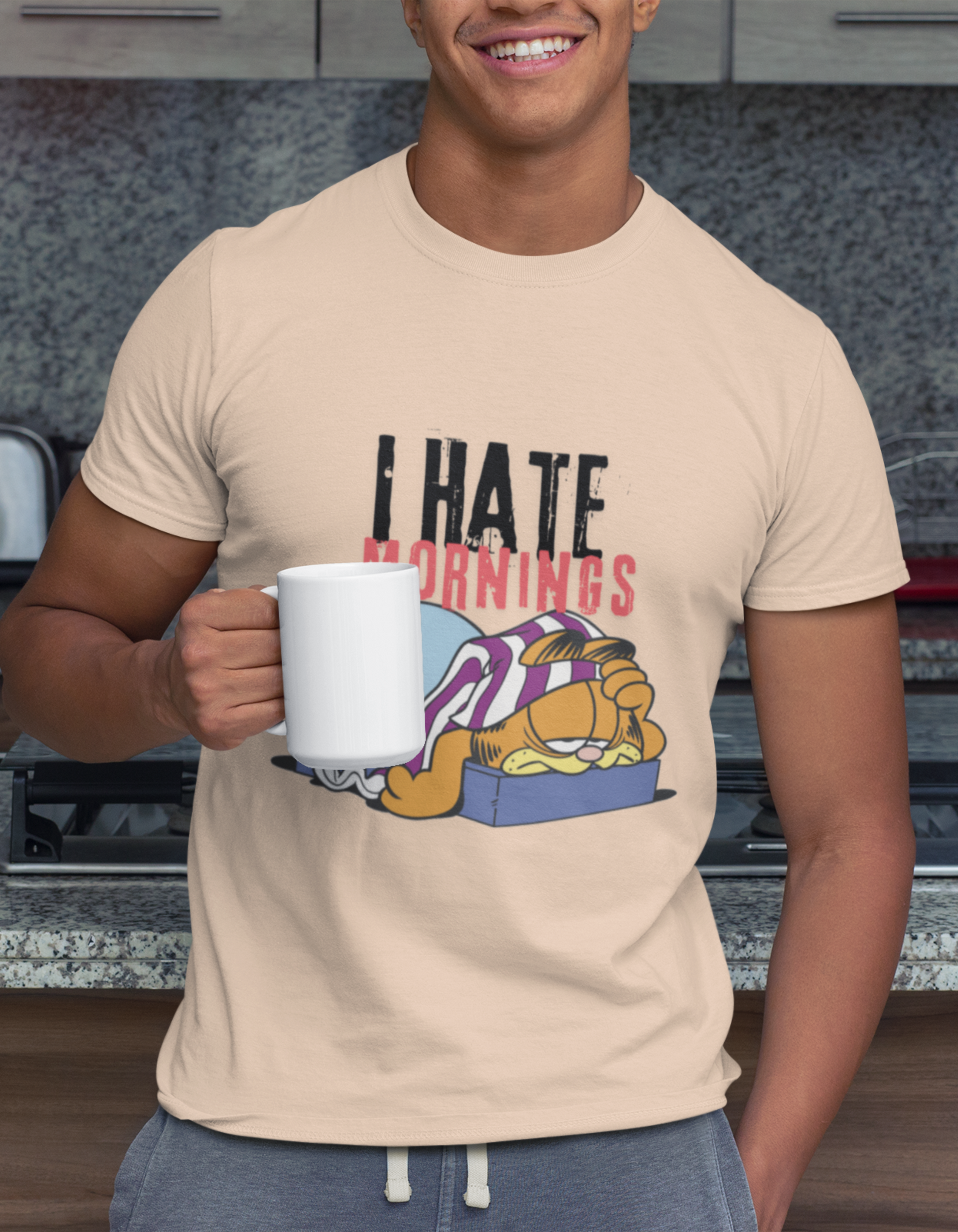 I Hate Morning: Garfield T-Shirt for Men