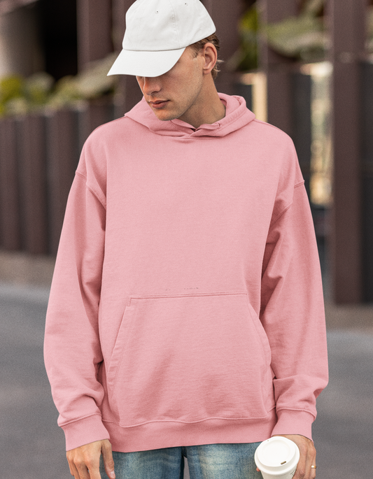 Light Baby Pink Oversized Hooded Sweatshirt for Men