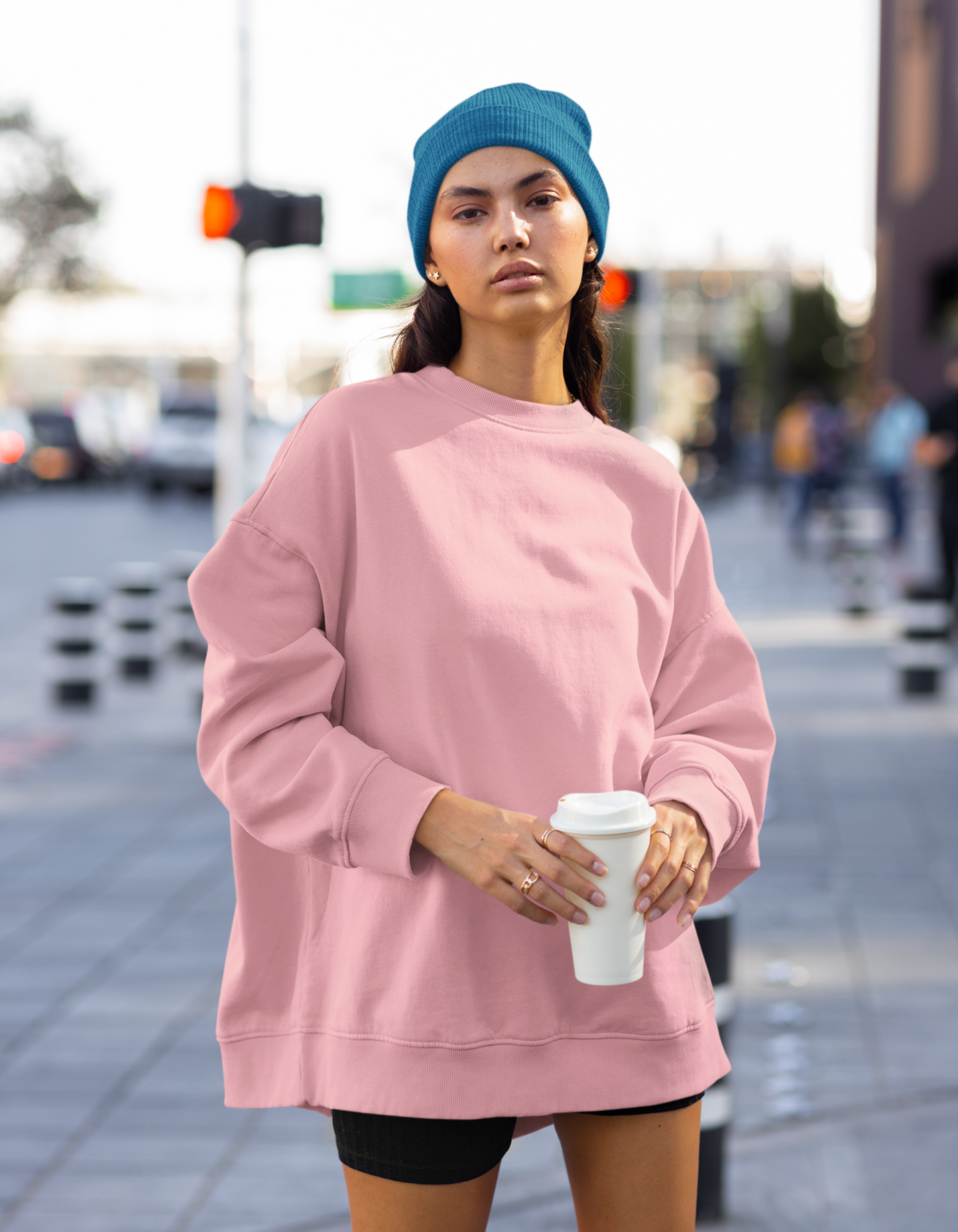 Oversized Light Baby Pink Sweatshirts for Women