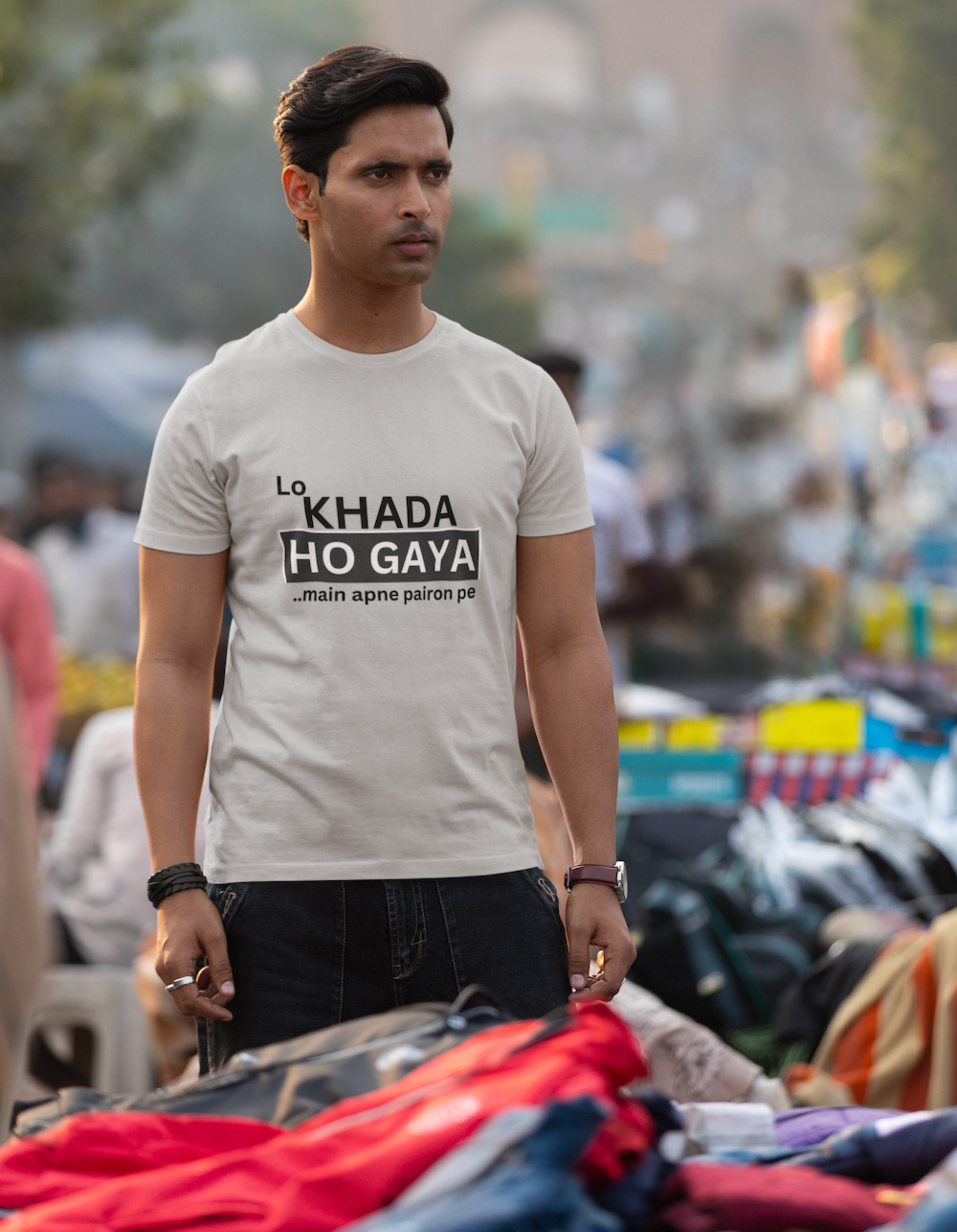 Lo Khada ho Gaya... main Apne Pairon pe T-Shirts for Men