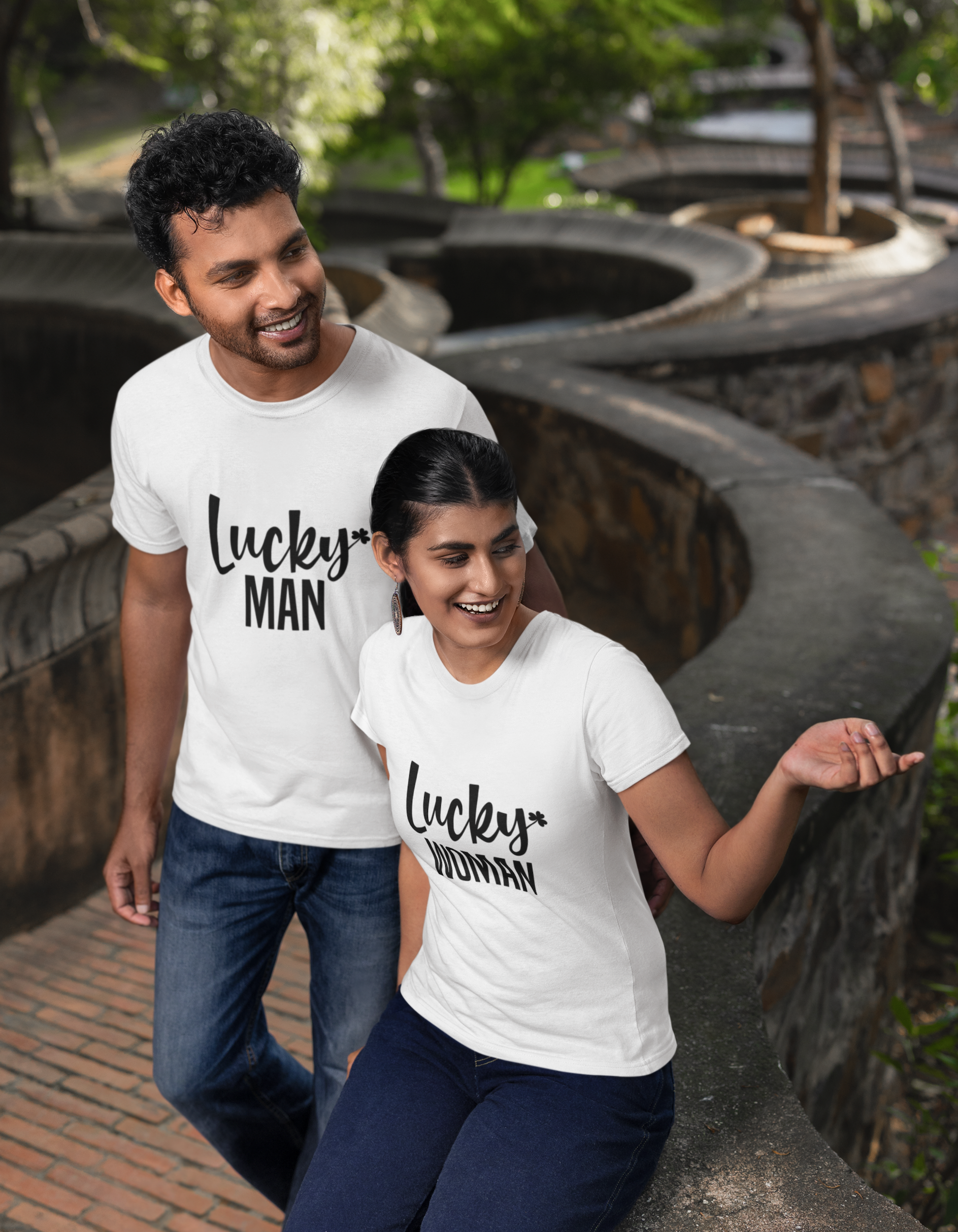 Lucky Man and Lucky Woman Couple T-shirts