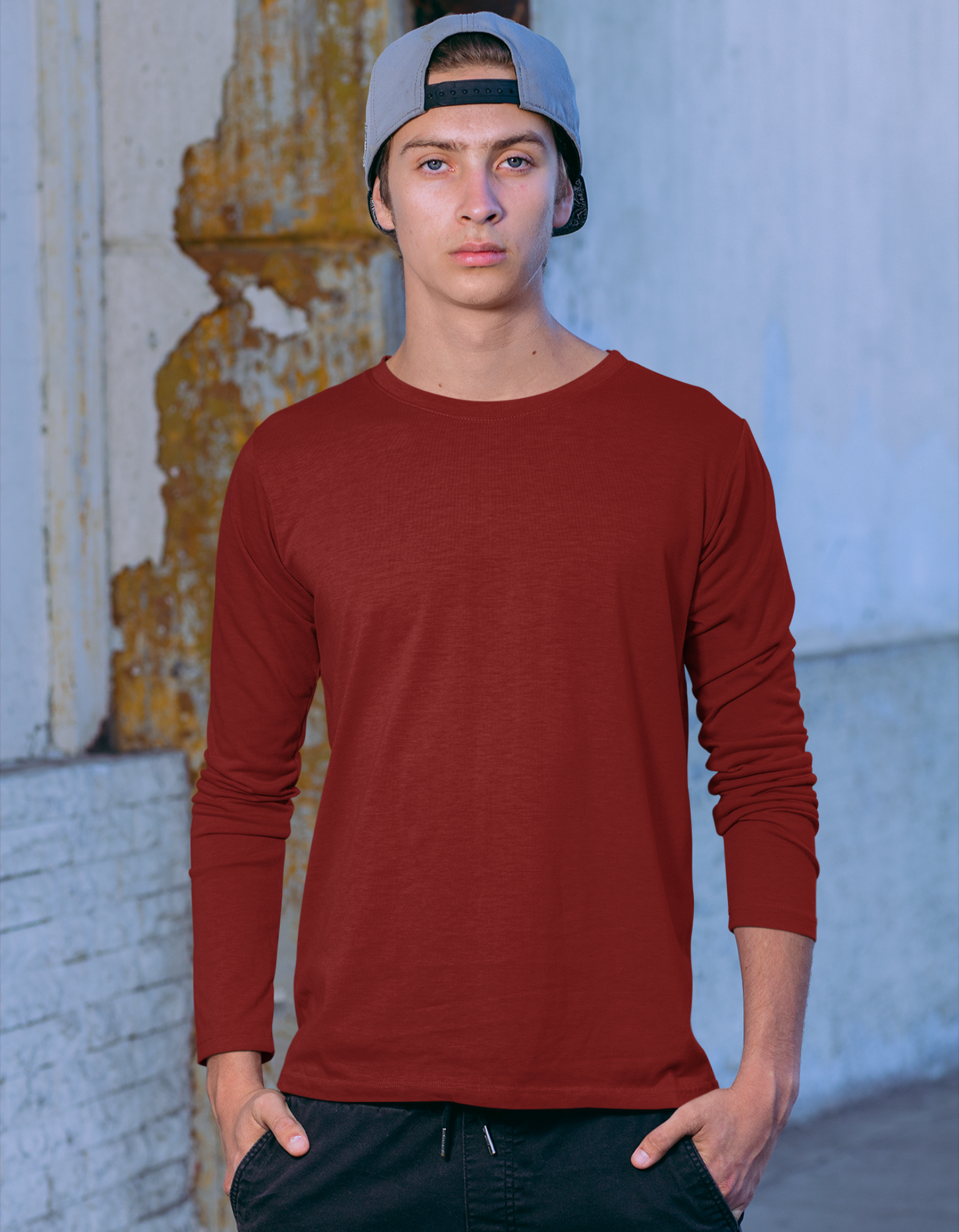 Maroon Full Sleeve T-Shirt for Men