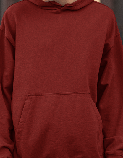 Maroon Oversized Hooded Sweatshirt for Men