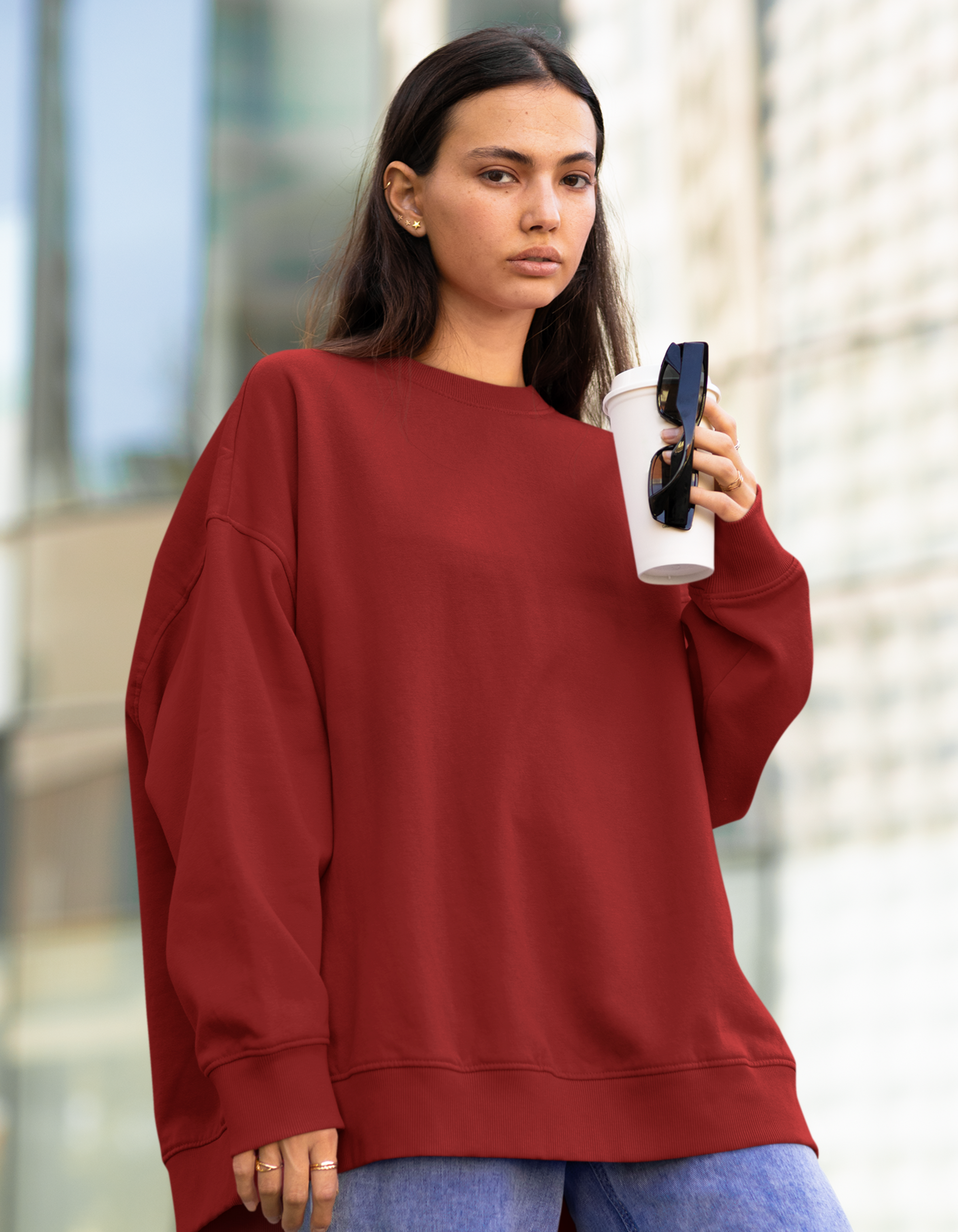 Oversized Maroon Sweatshirts for Women