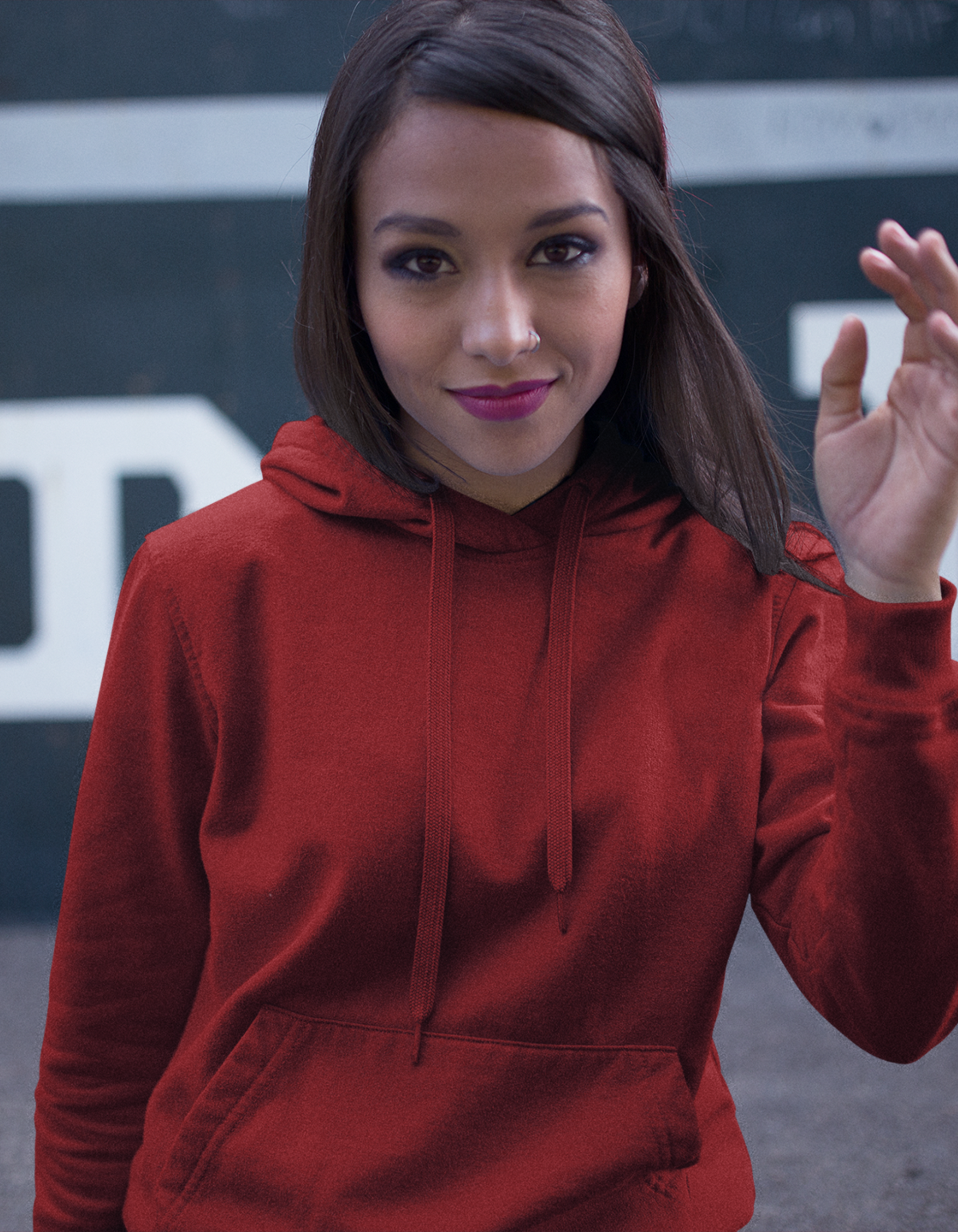 Maroon Hooded Sweatshirt for Women