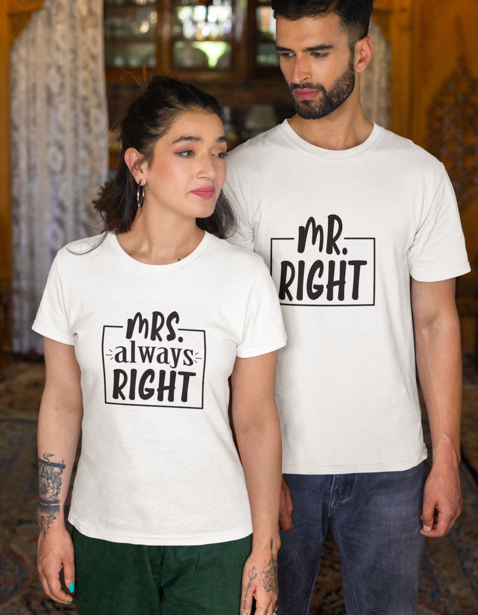 Mrs. Always Right and Mr. Right Couple T-Shirts Online