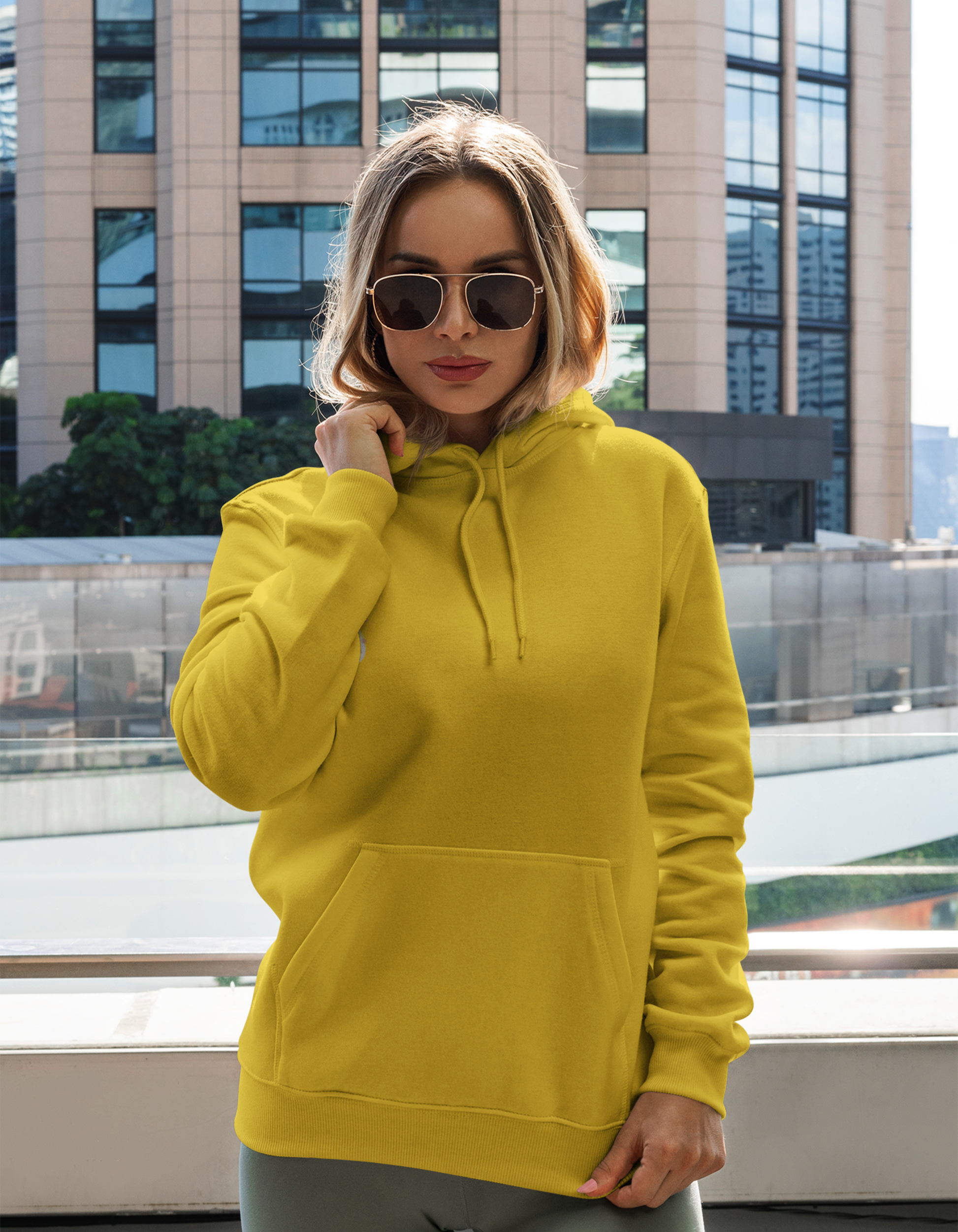 Mustard Yellow Hooded Sweatshirts for Women