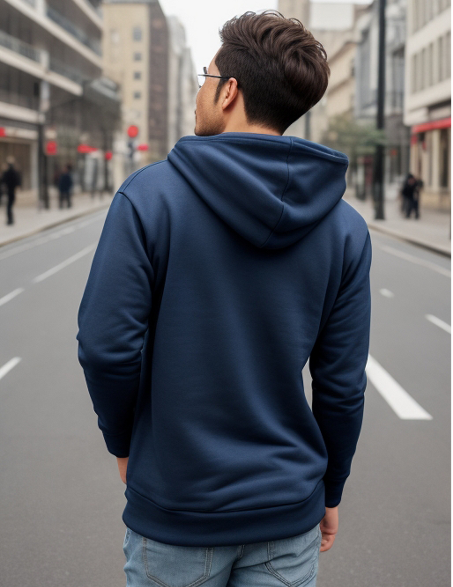 Navy Blue Hooded Sweatshirts for Men