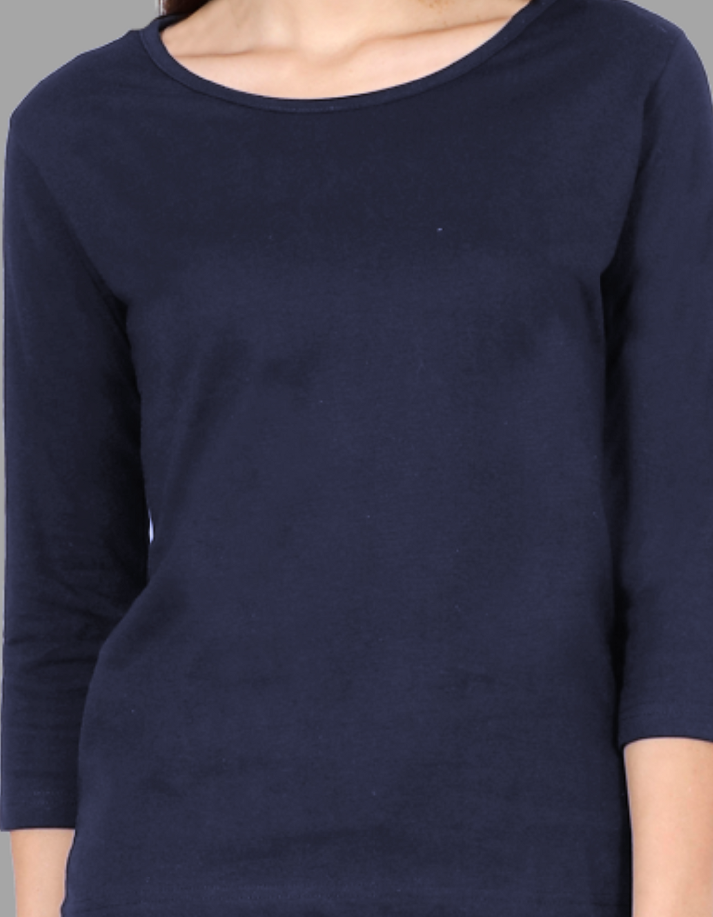 Navy Blue 3/4th Sleeve T-Shirt For Women