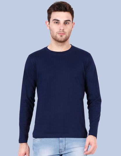 Navy Blue Full-Sleeve T-Shirt for Men