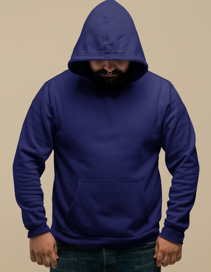 Navy Blue Plus Size Hooded Sweatshirt for Men