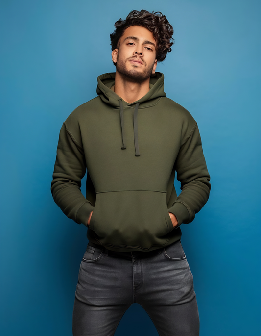 Olive Green Hooded Sweatshirts for Men