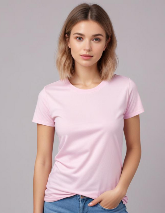 Light Baby Pink Plain T-Shirts for Women