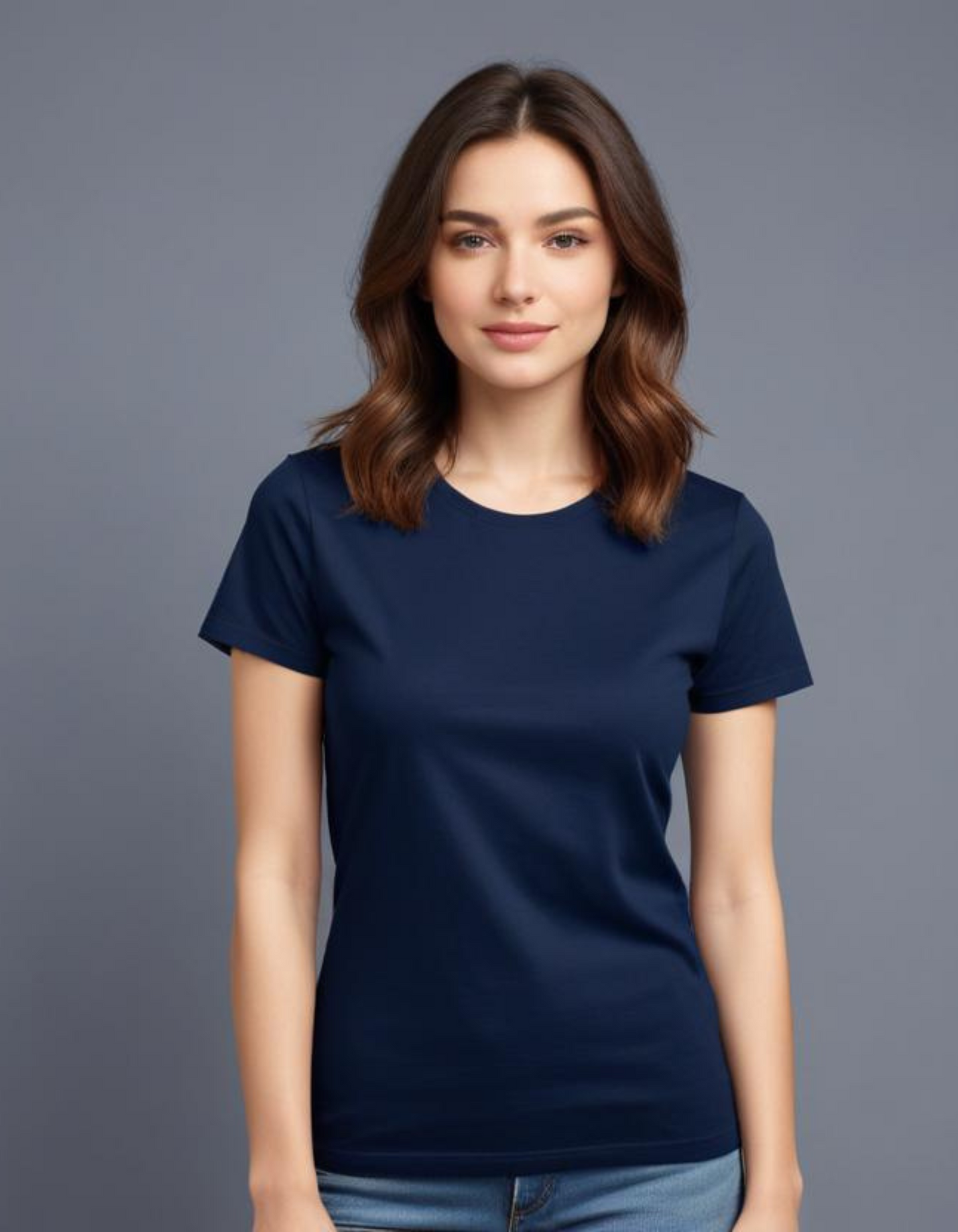 Navy Blue Plain T-Shirt for Women