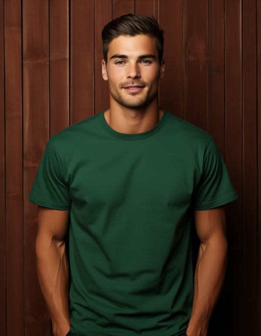 Bottle Green Plain T-Shirts for Men