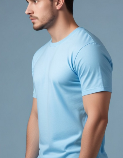 Sky Blue Plain T-Shirts for Men