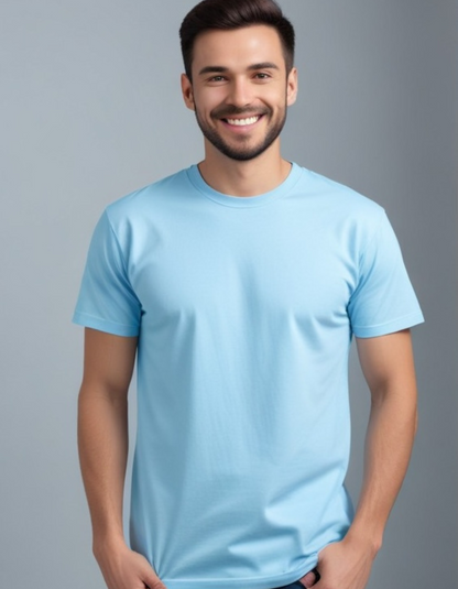 Sky Blue Plain T-Shirts for Men