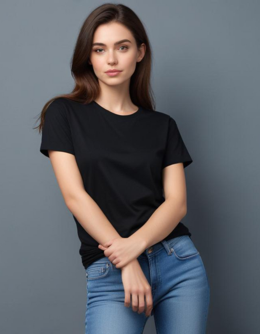 Plain Black T-Shirts for Women